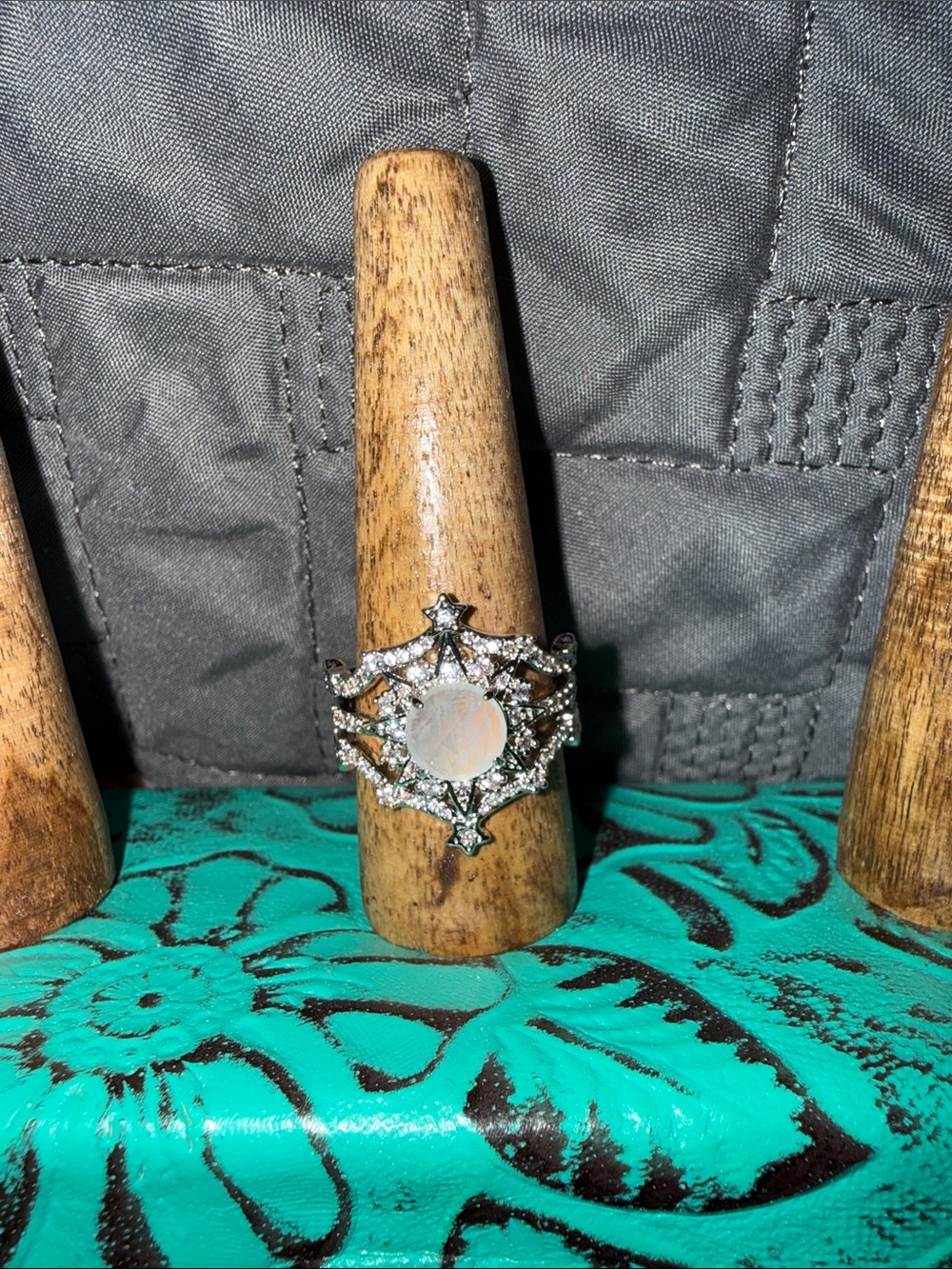 BP Halo Moonstone Center Statement Ring on silver